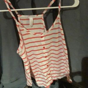 Orange stripped tank with buttons